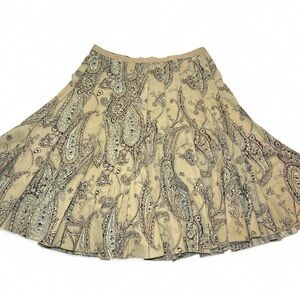 Vintage Skirt Midi A-Line Pleated Y2K Paisley Multicolor Cotton Zip Women’s XL
